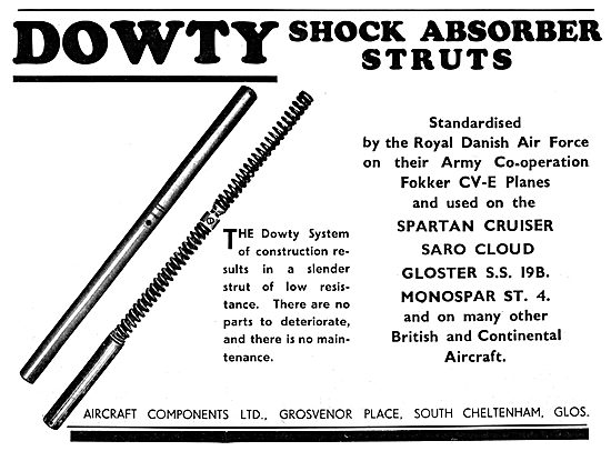 Dowty Aircraft Shock Absorber Struts 1933                        