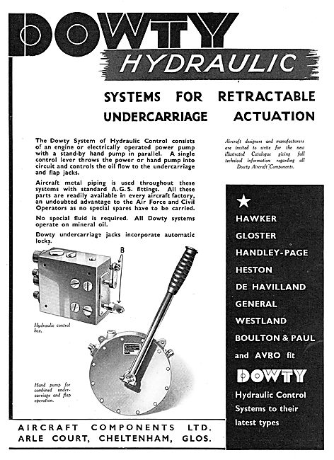 Dowty Hydraulic Systems For Retractable Undercarriges            