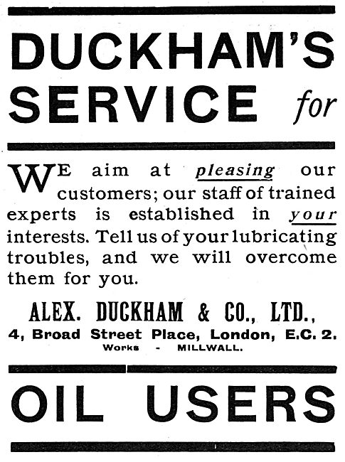 Duckhams Oils - 1919 Advert                                      