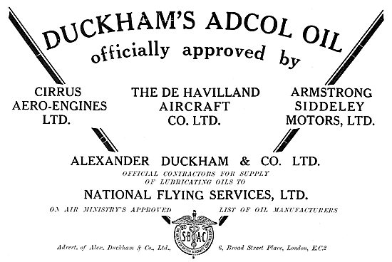 Duckhams Adcol Aero Oil 1929                                     