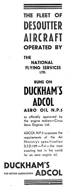 National Flying Services' Desoutters Use Duckhams Adcol Oil      