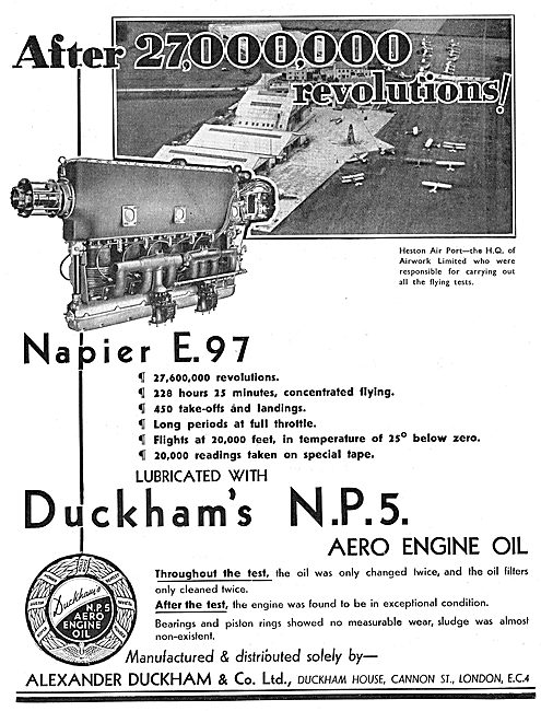 Duckhams NP5 Aero Engine Oil Chosen By Napiers For The E97       