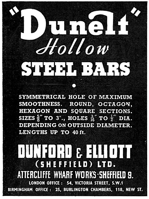 Dunford & Elliott. Hollow Steel Bars                             