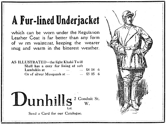 Dunhills Cold Weather Clothing For Aviatiors 1916                