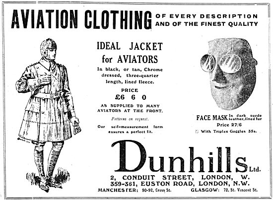 Dunhills Aviation Clothing.Jackets, Triplex Goggles & Face Masks.