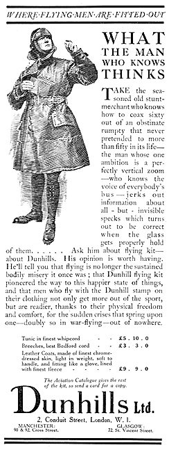 Dunhills Flying Clothing 1917                                    