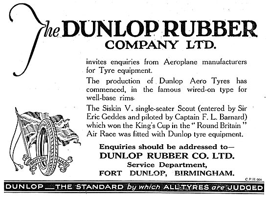 Dunlop Aeroplane Tyres                                           