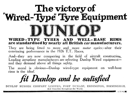 Dunlop Aircraft Tyres 1925                                       