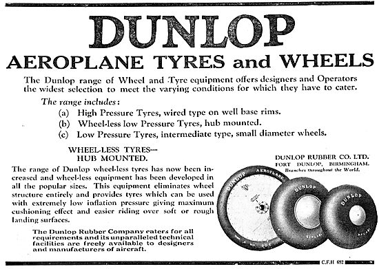 Dunlop High Pressure Aeroplane Wheels & Tyres                    