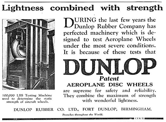 Dunlop Aeroplane Wheels & Tyres - Lightness & Strength           