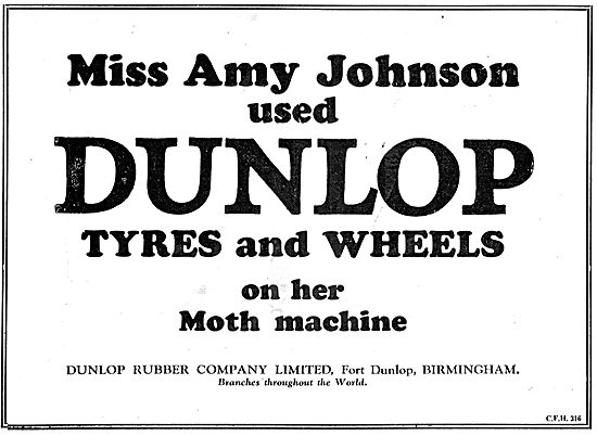 Amy Johnson Used Dunlop Aeroplane Wheels & Tyres                 