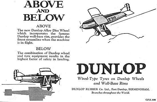 Dunlop Wired Wheels For Aircraft 1930                            