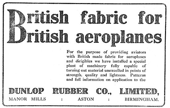 Dunlop - British Fabric For British Aeroplanes                   