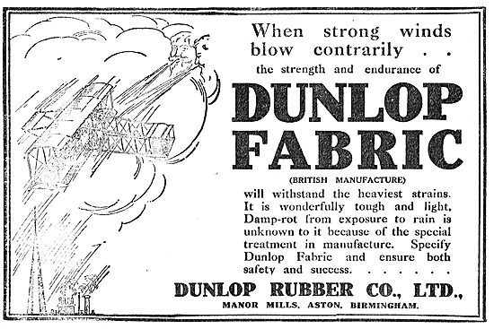 Dunlop Aeroplane Fabrics Withstand The Heaviest Strains          