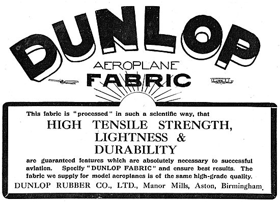 Dunlop Aeroplane Fabric Has Great High Tensile Strength          