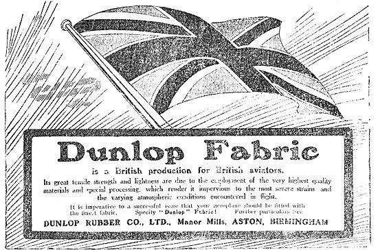 Dunlop Aeroplane Fabric For British Aviators                     