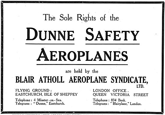 Dunne Safety Aeroplanes - Eastchurch Isle Of Sheppey             