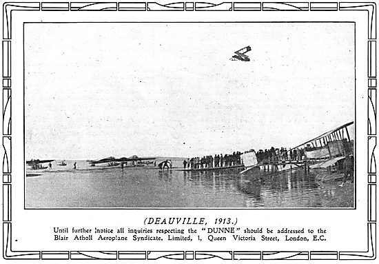 Dunne Safety Aeroplane Flying At Deauville 1913                  