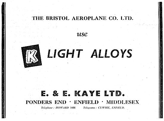 E & E Kaye Light Alloy Bars, Tubes & Sections For Aircraft Work  