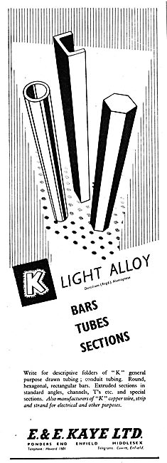 E & E Kaye Light Alloy Bars, Tubes & Sections For Aircraft Work  