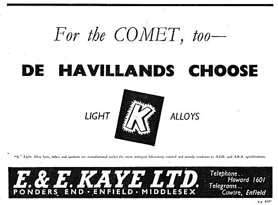 E & E Kaye Light Alloy Bars, Tubes & Sections For Aircraft Work  