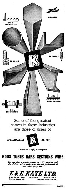 E & E Kaye Aluminium Rods Bars Sections & Tubes                  