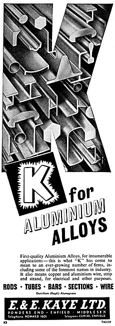 E & E Kaye Light Alloy Bars, Tubes & Sections For Aircraft Work  