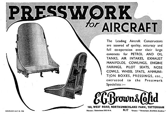 E G Brown Presswork For Aircraft                                 
