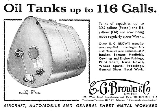 E.G.Brown - Aircraft Oil Tanks Up To 116 Gallons                 