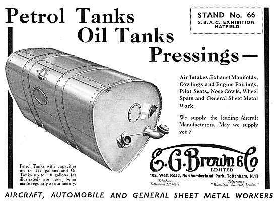 E.G.Brown - Aircraft Petrol & Oil Tanks                          