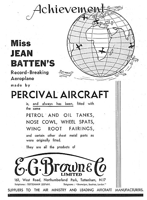 E.G.Brown Aircraft Petrol & Oil Tanks. - Cowlings & Fairings     