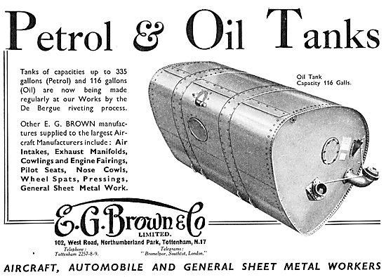 E.G.Brown Sheet Metal Work. Aircraft Petrol & Oil Tanks          