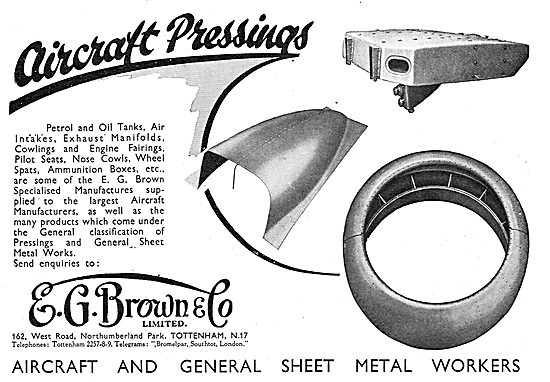 E.G.Brown. Aircraft Sheet Metal & Presswork. Fuel & Oil Tanks    