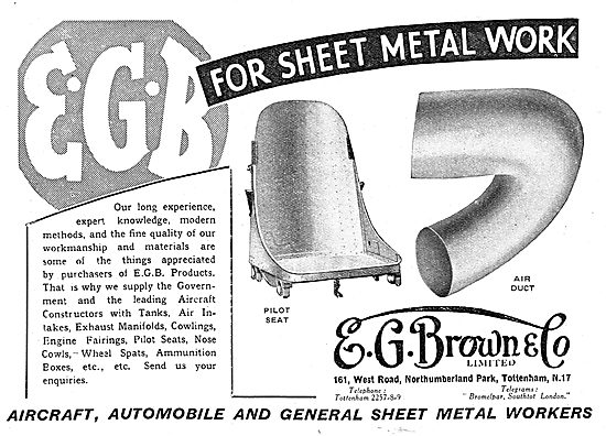 E.G.Brown. Aircraft Sheet Metal & Presswork. Fuel & Oil Tanks    