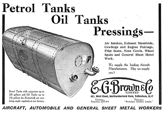 E.G.Brown. Aircraft Sheet Metal & Presswork. Fuel & Oil Tanks    