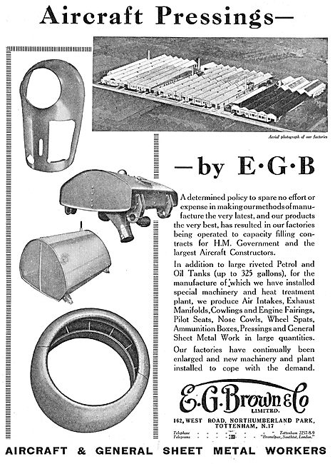 E.G.Brown Tottenham. Aircraft Pressings By EGB.                  