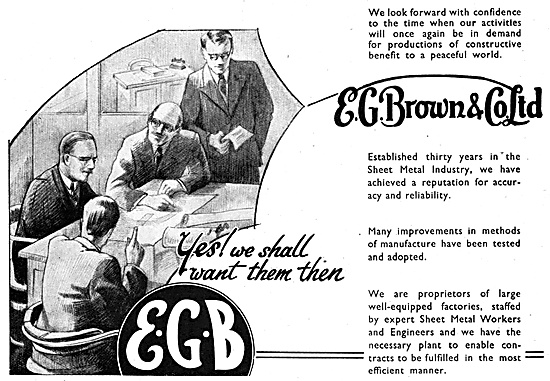 E.G.Brown Sheet Metal Work 1944 Advert                           