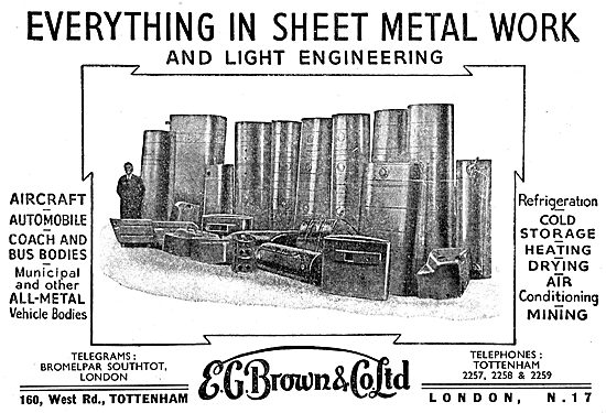 E.G.Brown 160 West Road Tottenham. Sheet Metal Workers           