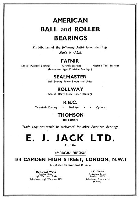 E.J.Jack Ltd - Fafnir Nice Rollway RBC Bearings                  