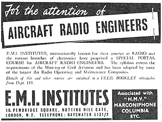 E.M.I. Institutes Training Courses For Radio Engineers           