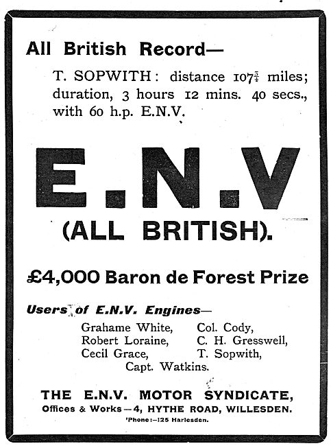 ENV Aviation Motors - Baron de Forest Prize                      