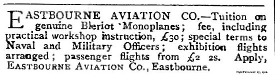 Eastbourne AviationOffer Tuition On Bleriots At Eastbourne       