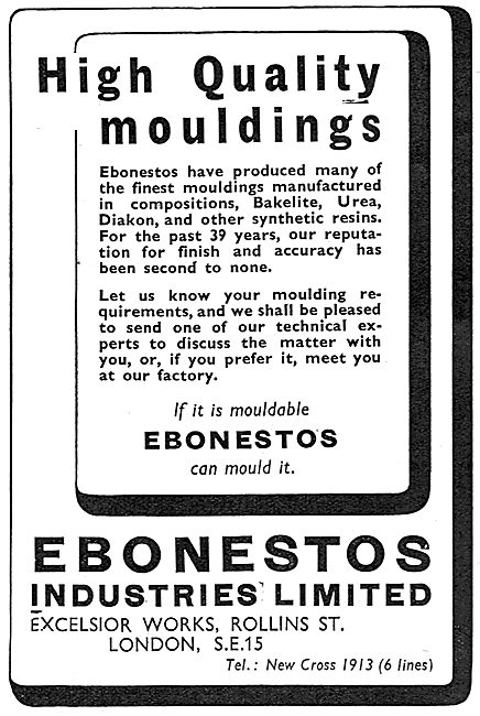 Ebonestos Bakelite, Urea & Diakon Mouldings                      