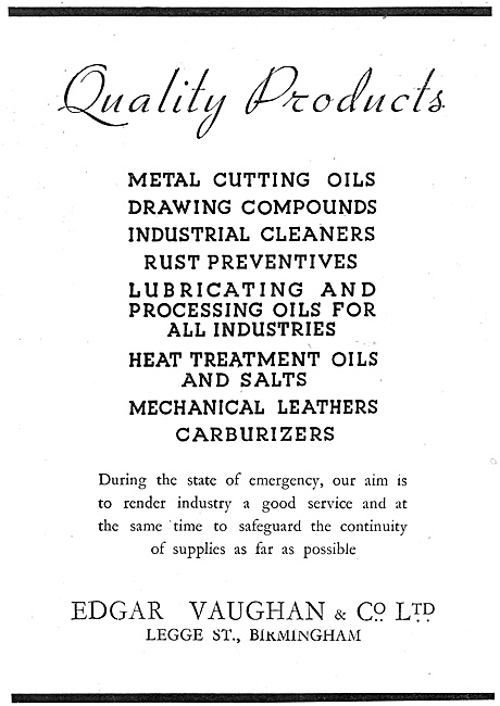 Edgar Vaughan - Oils & Compounds For The Metal-Working  Industry 