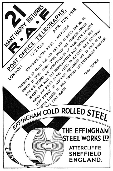 The Effingham Steel Works, Cold Rolled Aircraft Steel 1933       