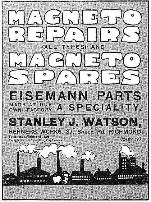 Stanley J.Waton. Richmond. Eisemann Magneto Parts & Repairs.     