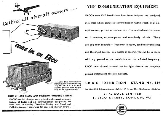 Ekco Airfield VHF Radio Installations 1949                       