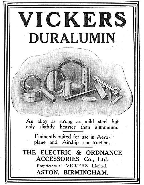 Electric & Ordnance Aston Birmingham: Vickers Duralumin          