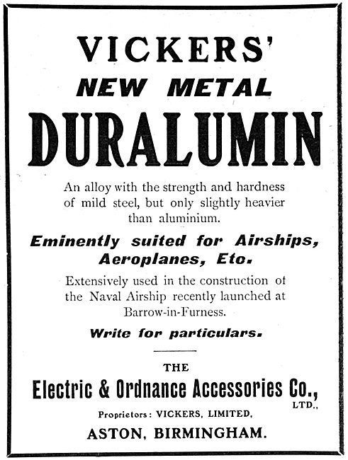 Electric & Ordnance Co : Vickers Duralumin                       