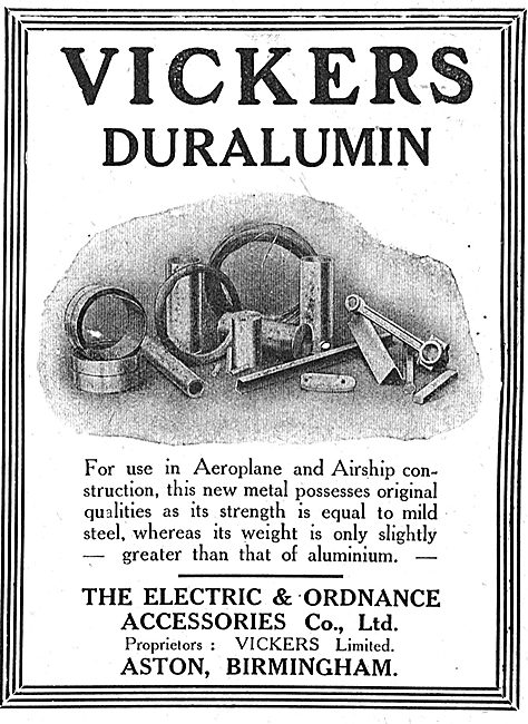 Electric & Ordnance Aston Birmingham: Vickers Duralumin          